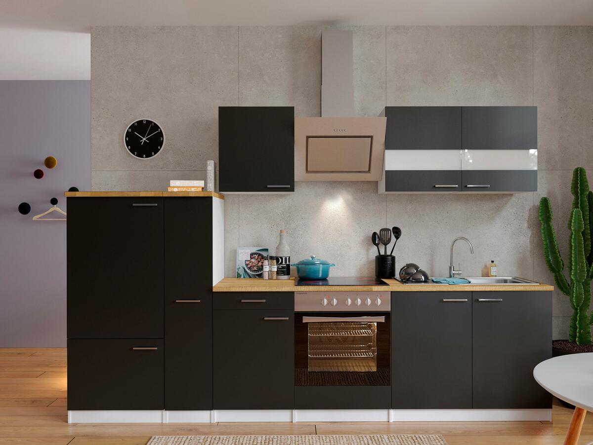 Bild 1 von KÜCHENBLOCK 300 cm Schwarz/ Nussbaum Dekor, Schwarz