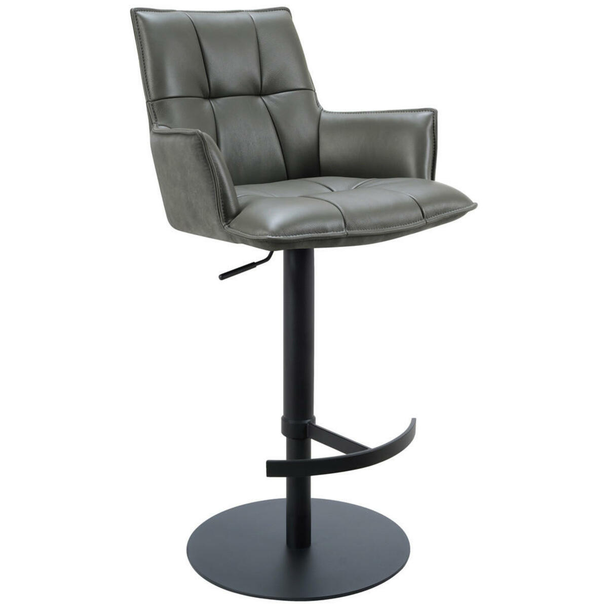 Bild 1 von Novel Barhocker, Anthrazit, Schwarz, Metall, Textil, Leder, Echtleder, Rindleder, Säule, rund, Bodenplatte, 56.5x100x56 cm, Typenauswahl, Sitzfläche 360° drehbar, Esszimmer, Barmöbel, Barhocker