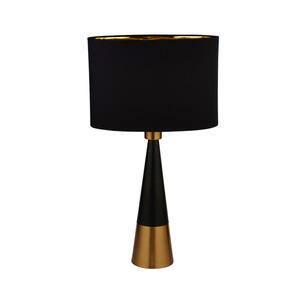 Tischleuchte Chloe, Schwarz, Gold, Kunststoff, Textil, 18.5x58.5 cm, Lampen & Leuchten, Innenbeleuchtung, Tischlampen, Tischlampen