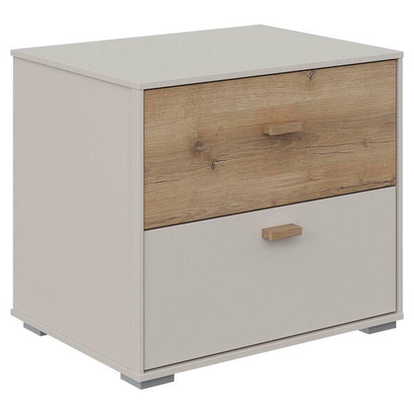 Bild 1 von Hom`in Nachtschrank, Eiche, Sand, Holz, Eiche, massiv, 2 Schubladen, 48x43x38 cm, Soft-Close-System, Schlafzimmer, Nachttische