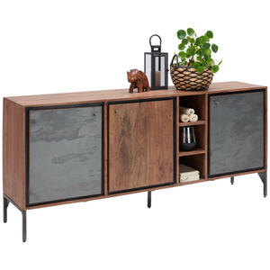 Livetastic Sideboard Schiefer, Braun, Metall, Akazie, Hartholz, Holz, 3 Fächer, 180x77x40 cm, Wohnzimmer, Kommoden & Sideboards, Sideboards