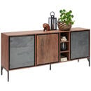 Bild 1 von Livetastic Sideboard Schiefer, Braun, Metall, Akazie, Hartholz, Holz, 3 Fächer, 180x77x40 cm, Wohnzimmer, Kommoden & Sideboards, Sideboards