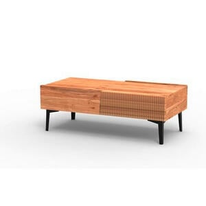 Livetastic Couchtisch, Schwarz, Akazie, Holz, Metall, Akazie, vollmassiv, Holz, 2 Schubladen, rechteckig, konisch, 115x40x55 cm, einfacher Aufbau, Wohnzimmer, Wohnzimmertische, Couchtische