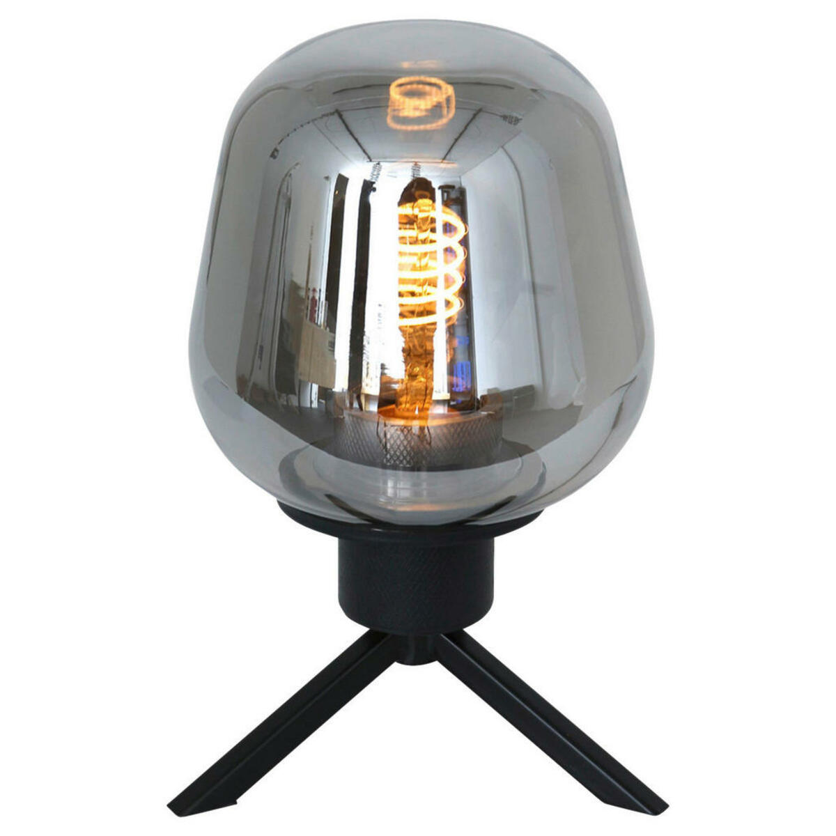 Bild 1 von Tischleuchte, Schwarz, Metall, Glas, 15x23x15 cm, Fußschalter, Lampen & Leuchten, Innenbeleuchtung, Tischlampen, Tischlampen