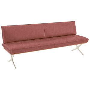 Koinor Sitzbank, Edelstahl, Altrosa, Holz, Metall, Leder, Echtleder, Büffelleder, Nussbaum, furniert, 3-Sitzer, 214x88x66 cm, Goldenes M, Dgm, Fußauswahl, Lederauswahl, Stoffauswahl, Typenauswahl,