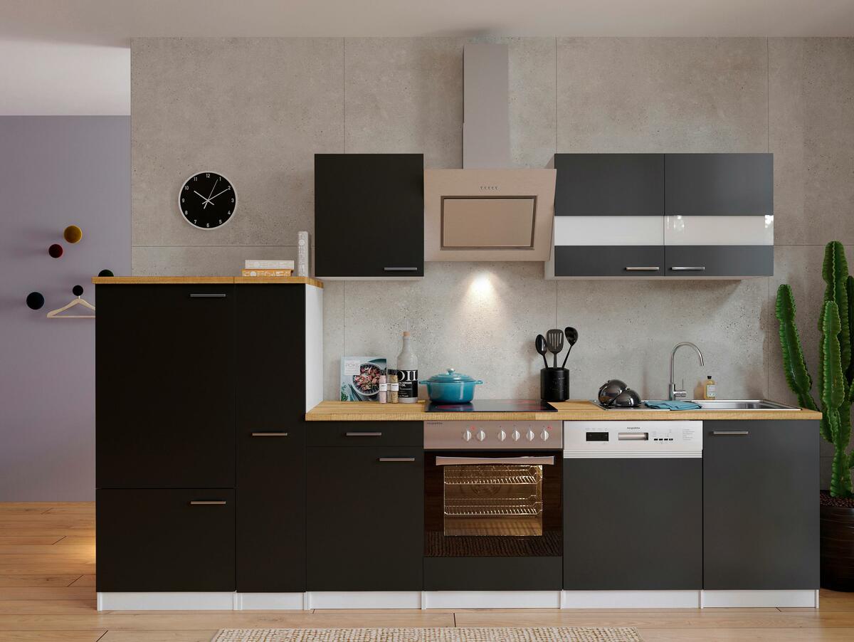 Bild 1 von KÜCHENBLOCK 310 cm Schwarz/Nussbaum Dekor, Schwarz