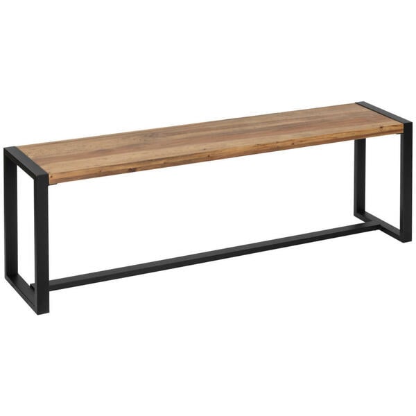 Bild 1 von Mid.you Sitzbank, Natur, Schwarz, Holz, Metall, Altholz, vollmassiv, 2-Sitzer, 140x45x30 cm, Bsci, Esszimmer, Bänke, Sitzbänke