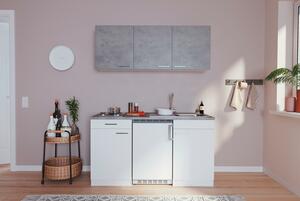 Miniküche mit Kühlschrank und Kochfeld B: 150 cm Grau/Weiß, Grau, Weiß