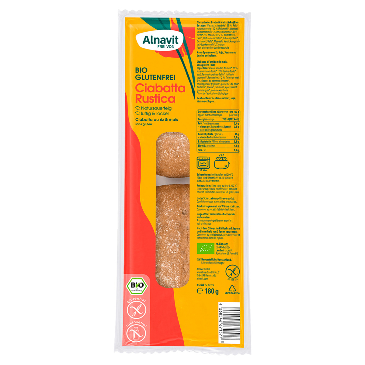 Bild 1 von Alnavit Bio Ciabatta Rustica glutenfrei 180g