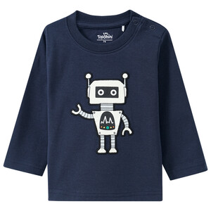Baby Langarmshirt mit Roboter-Applikation DUNKELBLAU