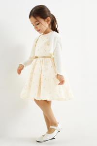 C&A Kleid mit Gürtel-geblümt, Weiß, Größe: 110