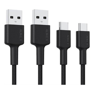 AUKEY CB-CMD29 USB Kabel 2m USB 2.0 USB A Kabel auf USB C  für Samsung Galaxy Note, Nexus, Nintendo, 2 Stücken in einer Packung, schwarze Farbe