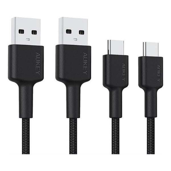 Bild 1 von AUKEY CB-CMD29 USB Kabel 2m USB 2.0 USB A Kabel auf USB C  für Samsung Galaxy Note, Nexus, Nintendo, 2 Stücken in einer Packung, schwarze Farbe