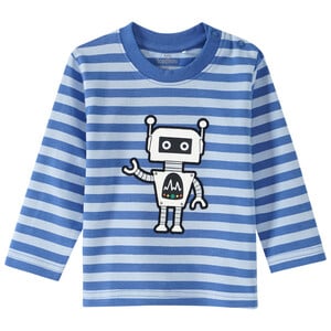 Baby Langarmshirt mit Blockstreifen BLAU / HELLBLAU