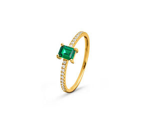 585 Gold Ring mit grünem Zirkonia