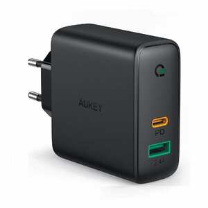 Aukey PA-D1, 30W PD Ladegerät 2xUSB mit dynamischer Erkennung für USB-C und USB Geräte Dual-Port PD Charger