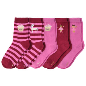 5 Paar Mädchen Socken mit Bio-Baumwolle PINK / BEERE