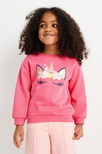 C&A Multipack 2er-Einhorn und Blumen-Sweatshirt, Pink, Größe: 122