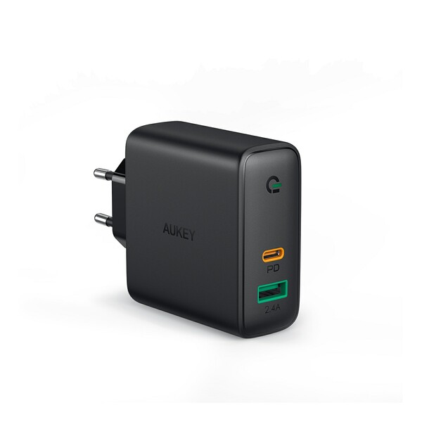 Bild 1 von AUKEY PA-D3, USB-C Ladegerät mit Dynamic Detect & GaNFast Tech, USB-Ladegerät mit 60W Power Delivery, kompatibel mit MacBook, iPhone XS / XS Max / XR, Samsung Galaxy S10 / Note9, Google Pixel 3 / 3