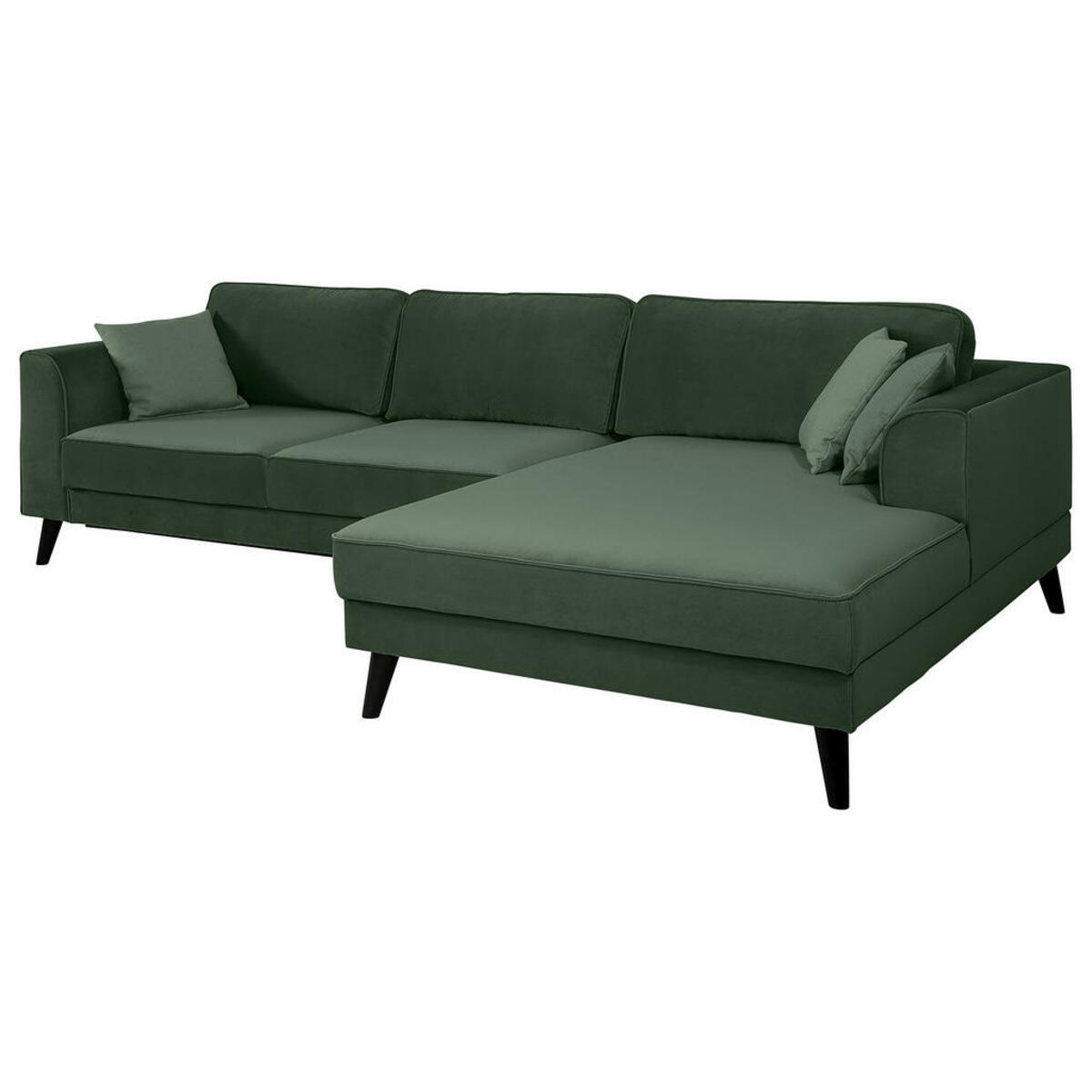 Bild 1 von Mid.you Ecksofa, Dunkelgrün, Textil, Wenge, 5-Sitzer, Ottomane rechts, L-Form, 308x167 cm, seitenverkehrt erhältlich, Hocker Rücken echt, Armteil links, rechts, Wohnzimmer, Sofas & Couches, Wohnla