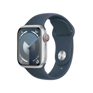 Watch Series 9 GPS + Cellular 41mm Silber Aluminiumgehäuse mit Sturmblau Sportarmband - M/L