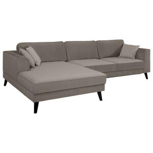 Mid.you Ecksofa, Grau, Textil, Wenge, 5-Sitzer, Ottomane links, L-Form, 308x167 cm, seitenverkehrt erhältlich, Hocker Rücken echt, Armteil links, rechts, Wohnzimmer, Sofas & Couches, Wohnlandschaft