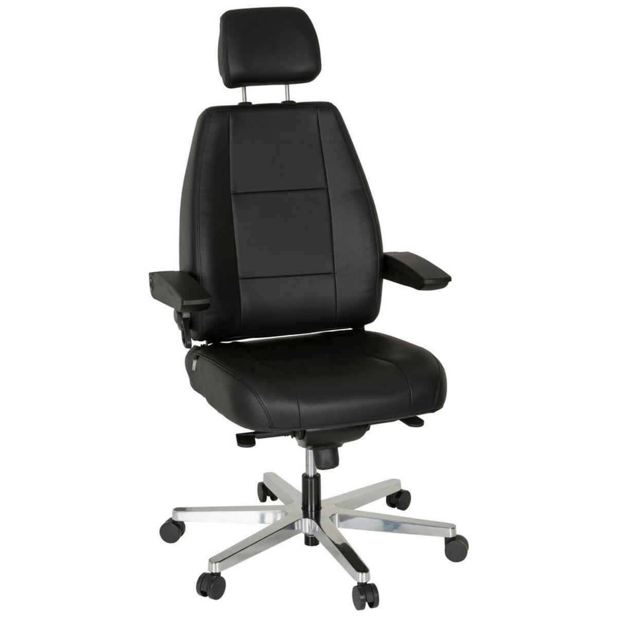 Bild 1 von Mid.you Chefsessel, Schwarz, Leder, Echtleder, Drehkreuz, 70x152x70 cm, Wippfunktion, ergonomische Rückenlehne, Arbeitszimmer, Bürostühle, Drehstühle