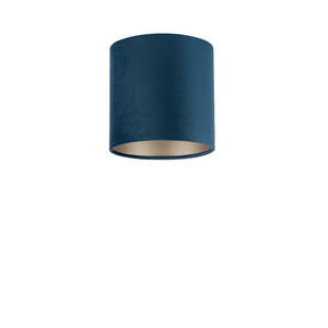 Leuchtenschirm Velour, Silber, Dunkelblau, Metall, Textil, zylindrisch, E27, 18 cm, Lampen & Leuchten, Leuchtenserien
