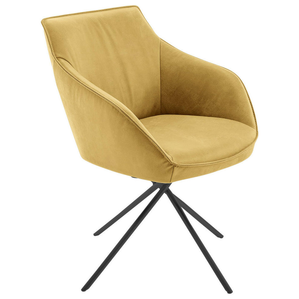 Bild 1 von Koinor Armlehnstuhl, Gelb, Schwarz, Metall, Leder, Echtleder, Büffelleder, Rundrohr, Drehkreuz, 60x84x67 cm, Goldenes M, Dgm, Lederauswahl, Stoffauswahl, Typenauswahl, Gestellauswahl, automatische R