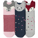Bild 1 von 3 Paar Mädchen Socken mit Tier-Motiven HELLGRAU / DUNKELBLAU / ROSA