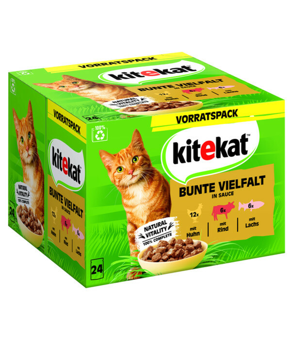 Bild 1 von KITEKAT® Nassfutter für Katzen Multipack Bunte Vielfalt in Sauce, Adult, 24 x 85 g