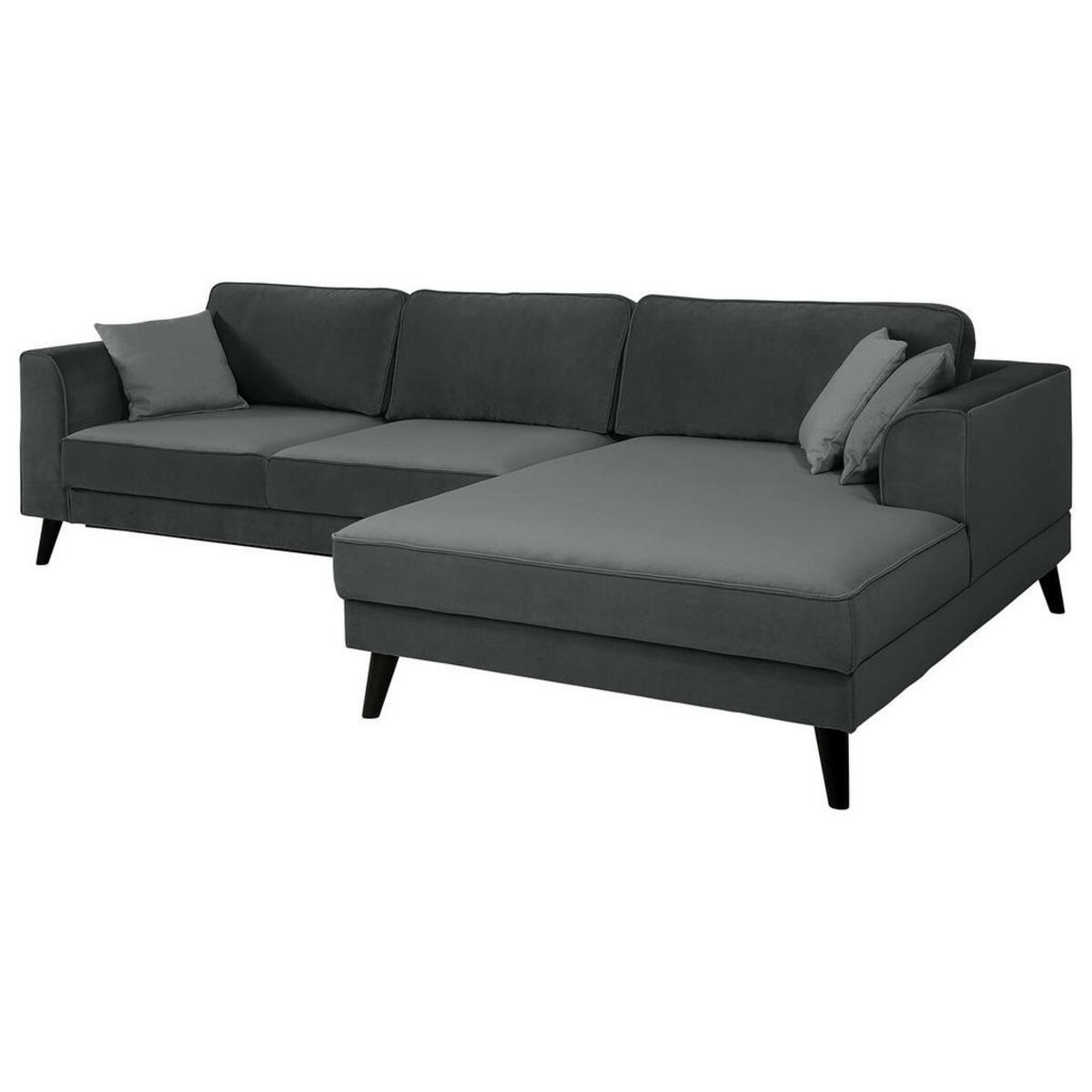Bild 1 von Mid.you Ecksofa, Dunkelgrau, Textil, Wenge, 5-Sitzer, Ottomane rechts, L-Form, 308x167 cm, seitenverkehrt erhältlich, Hocker Rücken echt, Armteil links, rechts, Wohnzimmer, Sofas & Couches, Wohnlan