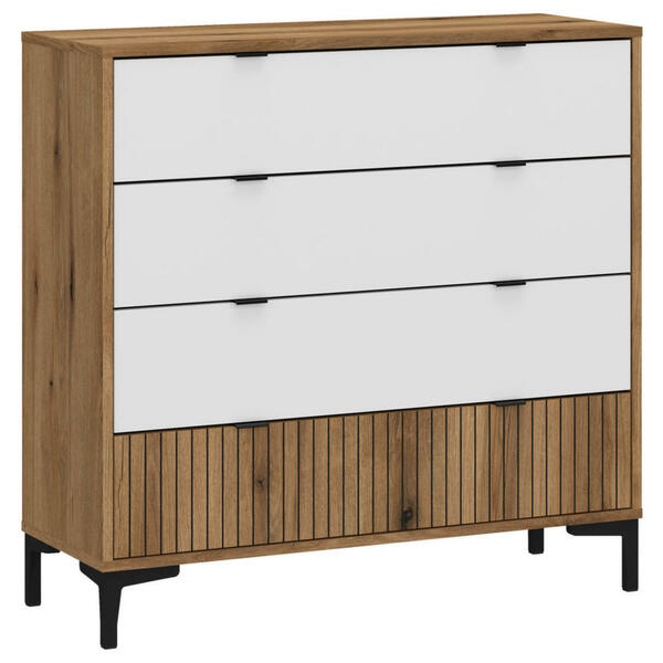 Bild 1 von Mid.you Kommode Ricko, Weiß, Eiche, Kunststoff, 4 Schubladen, 91.5x92.4x40 cm, stehend, Garderobe, Garderoben Kommoden