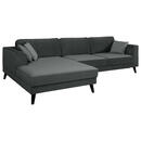 Bild 1 von Mid.you Ecksofa, Dunkelgrau, Textil, Wenge, 5-Sitzer, Ottomane links, L-Form, 308x167 cm, seitenverkehrt erhältlich, Hocker Rücken echt, Armteil links, rechts, Wohnzimmer, Sofas & Couches, Wohnland