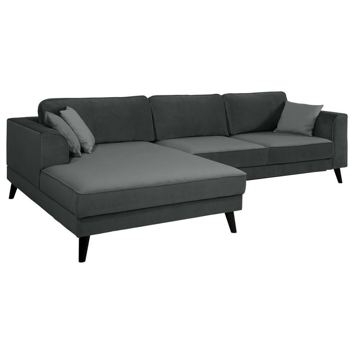 Bild 1 von Mid.you Ecksofa, Dunkelgrau, Textil, Wenge, 5-Sitzer, Ottomane links, L-Form, 308x167 cm, seitenverkehrt erhältlich, Hocker Rücken echt, Armteil links, rechts, Wohnzimmer, Sofas & Couches, Wohnland