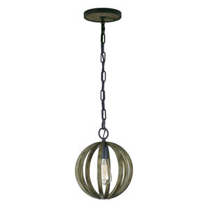Hängeleuchte Elstead Allier, Eiche, Holz, Metall, Eiche, 47 cm, Grüner Punkt, RoHS, Lampen & Leuchten, Leuchtenserien