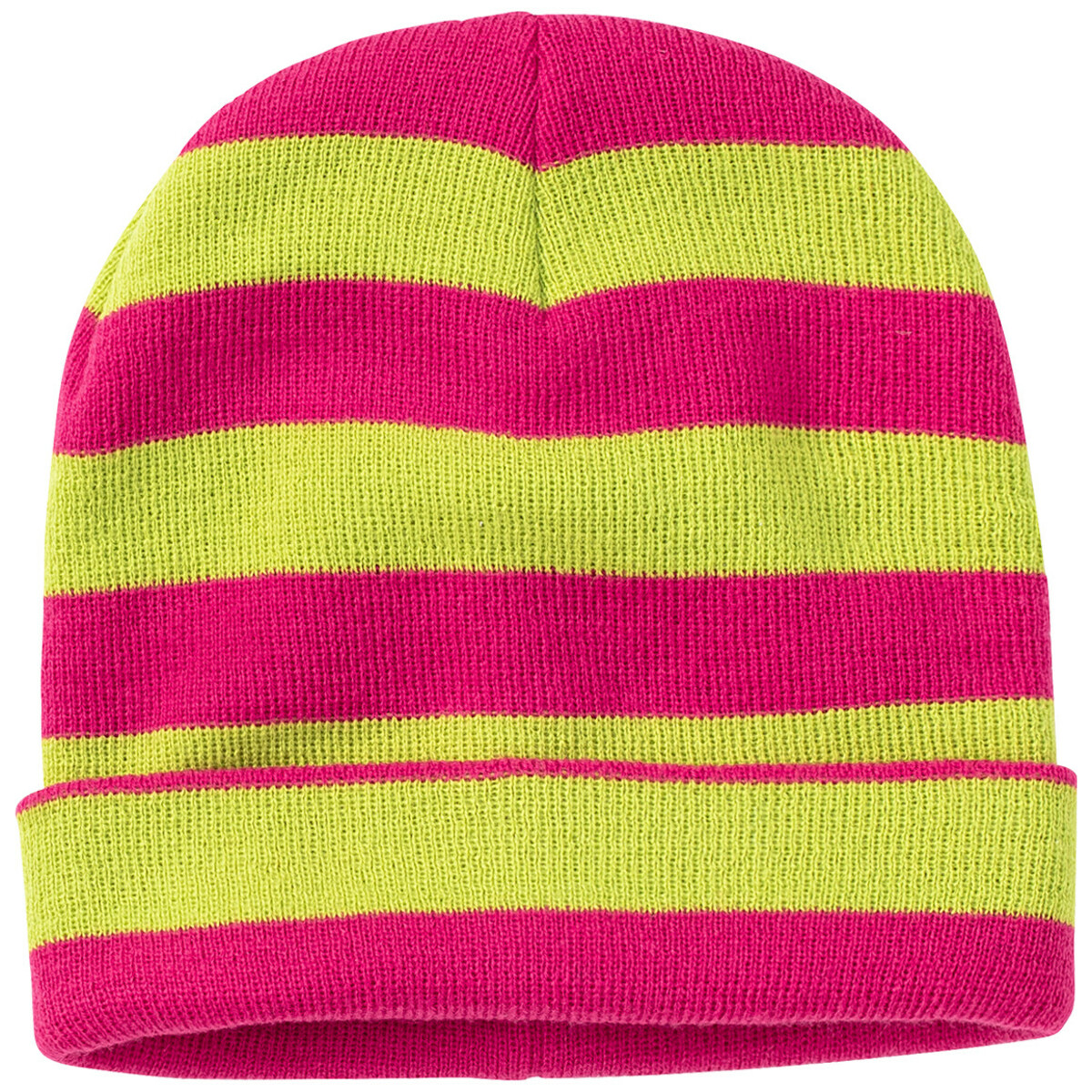 Bild 1 von Mädchen Strickmütze mit Streifen HELLGRÜN / PINK