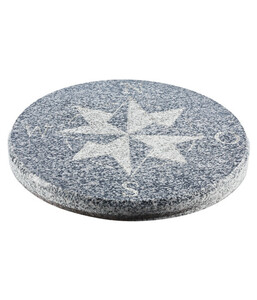 Dehner Granit-Kompassstein, schwarz/grau, ca. Ø40/4 cm