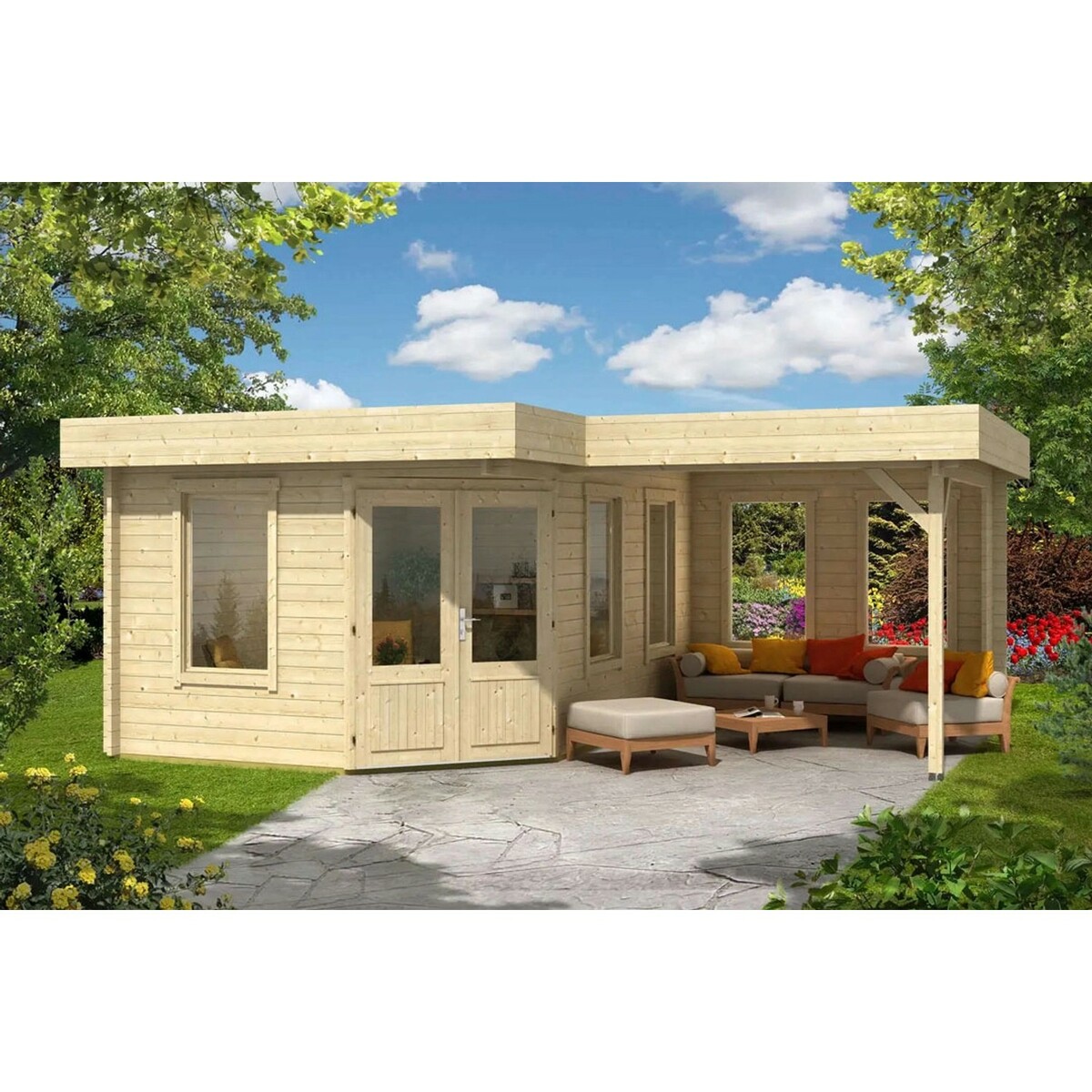 Alpholz HolzGartenhaus/Gerätehaus Flachdach Unbehandelt 920 cm x 505