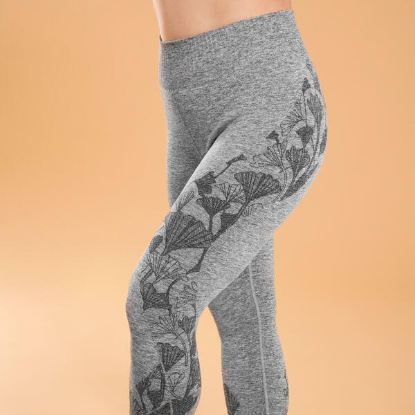 Bild 1 von 7/8-Leggings Yoga nahtlos Gingko-Motiv - graumeliert Grau