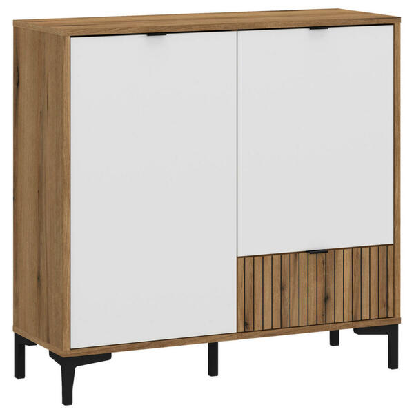 Bild 1 von Mid.you Kommode Ricko, Weiß, Eiche, Kunststoff, 3 Fächer, 1 Schubladen, 91.6x92.4x40 cm, stehend, Garderobe, Garderoben Kommoden