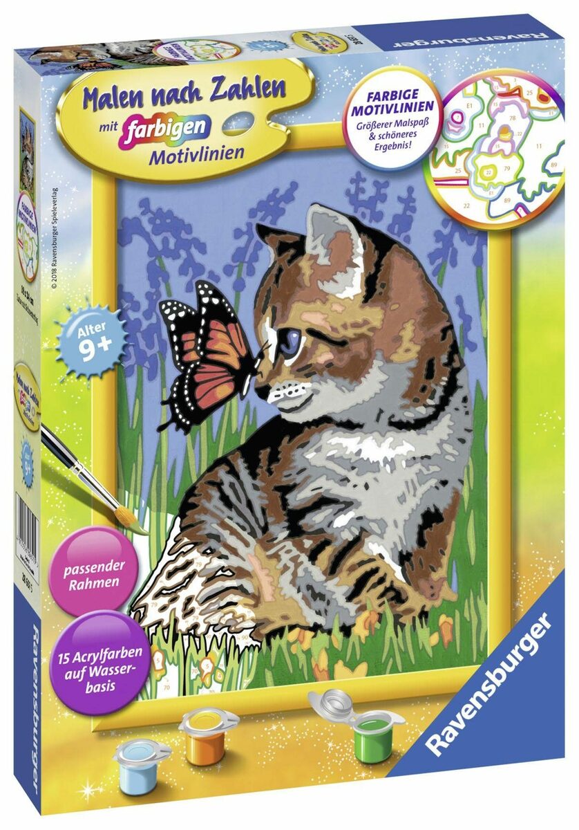 Bild 2 von Ravensburger Malen nach Zahlen Katze mit Schmetterling, Made in Europe, FSC® - schützt Wald - weltweit