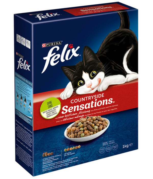 Bild 1 von PURINA felix® Trockenfutter für Katzen Countryside Sensations®, Rind, Huhn & Gemüse, 1 kg