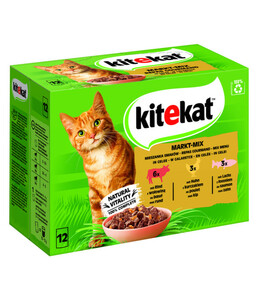 KITEKAT® Nassfutter für Katzen Multipack Markt-Mix in Gelee, Adult, 12 x 85 g