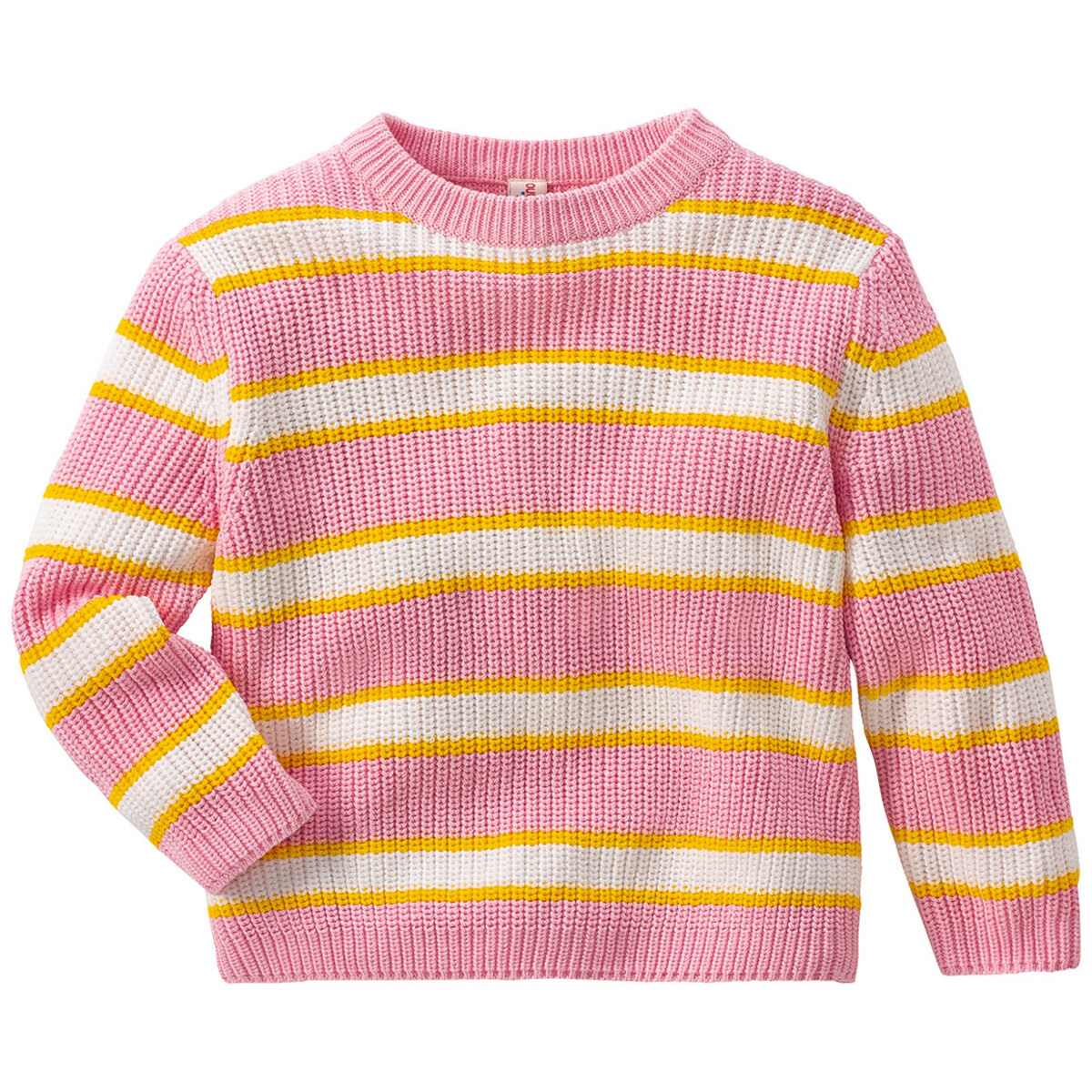 Bild 1 von Mädchen Strickpullover mit Streifen ROSA / WEISS / GELB