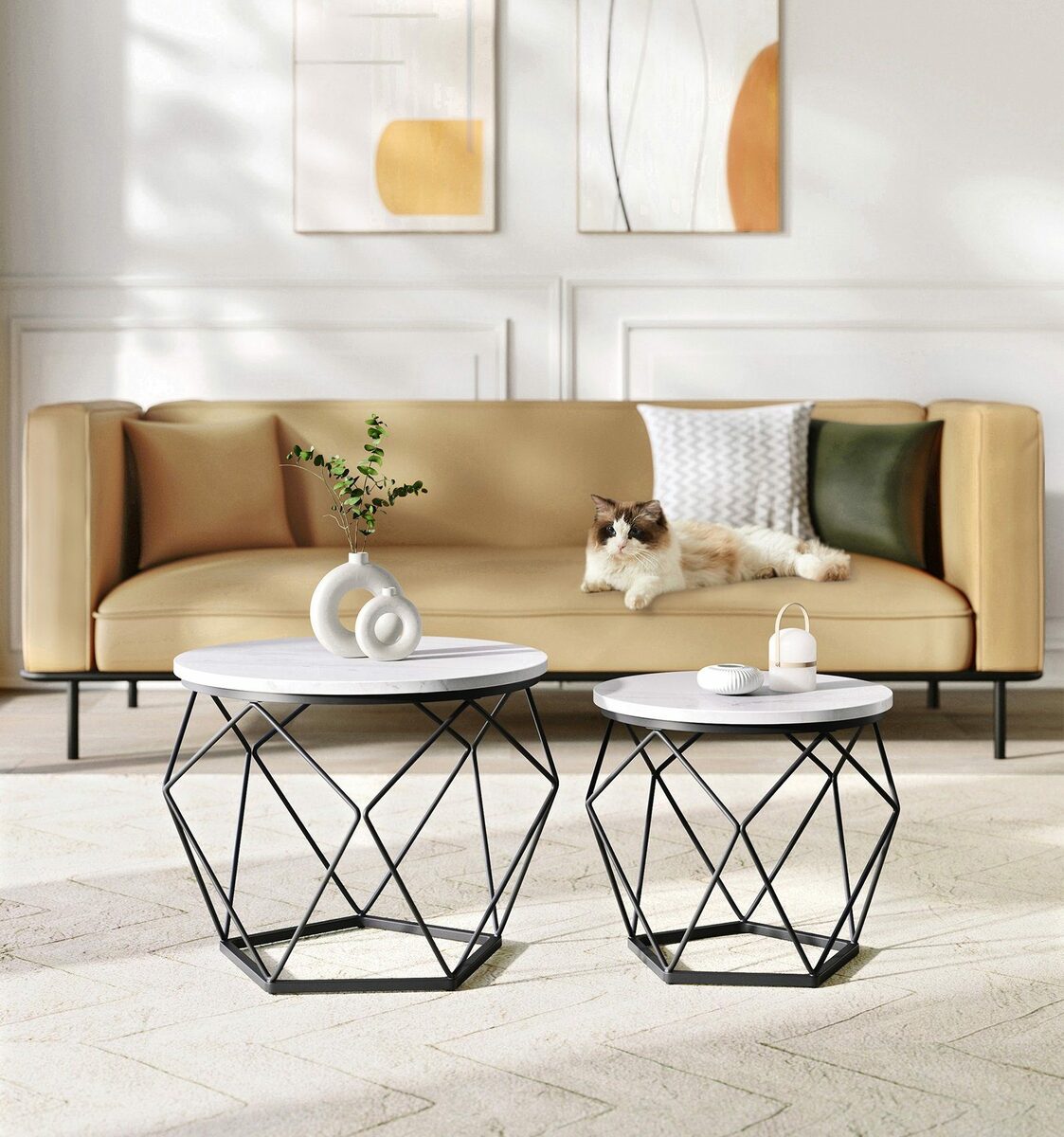 Bild 2 von VASAGLE Beistelltisch, 2er Set, Couchtische, abnehmbare Tischplatte, Vintage