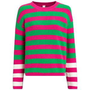 Damen Strickpullover gestreift PINK / GRÜN / WEISS