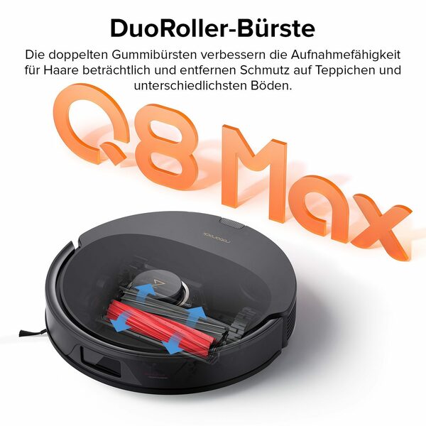 Bild 4 von Roborock Saugroboter Q8 MAX, 59,00 W, mit DuoRoller-Bürste, 5500 Pa Saugkraft, No-Go-Zonen, Reinigung entlang der Bodenlinie, 3D-Zeichnung/mehrere Reinigungsstufen, Alexa & App Connect(Q7 max A