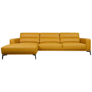 Livetastic Ecksofa, Currygelb, Holz, Leder, Echtleder, Rindleder, Kiefer, Kautschukholz, Meranti, Sperrholz, Hartholz, 4-Sitzer, L-Form, 193x175 cm, Wohnzimmer, Sofas & Couches, Wohnlandschaften, Led