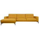 Bild 1 von Livetastic Ecksofa, Currygelb, Holz, Leder, Echtleder, Rindleder, Kiefer, Kautschukholz, Meranti, Sperrholz, Hartholz, 4-Sitzer, L-Form, 193x175 cm, Wohnzimmer, Sofas & Couches, Wohnlandschaften, Led